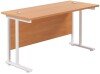 TC Twin Upright Rectangular Desk with Twin Cantilever Legs - 1400mm x 600mm - Beech