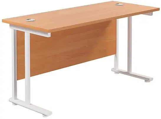 TC Twin Upright Rectangular Desk with Twin Cantilever Legs - 1400mm x 600mm - Beech