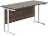 TC Twin Upright Rectangular Desk with Twin Cantilever Legs - 1400mm x 600mm - Dark Walnut (8-10 Week lead time)