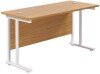 TC Twin Upright Rectangular Desk with Twin Cantilever Legs - 1400mm x 600mm - Nova Oak
