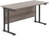 TC Twin Upright Rectangular Desk with Twin Cantilever Legs - 1400mm x 600mm - Grey Oak