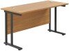 TC Twin Upright Rectangular Desk with Twin Cantilever Legs - 1200mm x 600mm - Nova Oak
