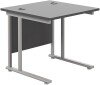 TC Twin Upright Rectangular Desk with Twin Cantilever Legs - 800mm x 800mm - Black