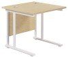 TC Twin Upright Rectangular Desk with Twin Cantilever Legs - 800mm x 800mm - Maple (8-10 Week lead time)