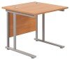 TC Twin Upright Rectangular Desk with Twin Cantilever Legs - 800mm x 800mm - Beech