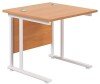 TC Twin Upright Rectangular Desk with Twin Cantilever Legs - 800mm x 800mm - Beech
