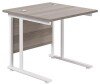 TC Twin Upright Rectangular Desk with Twin Cantilever Legs - 800mm x 800mm - Grey Oak