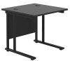 TC Twin Upright Rectangular Desk with Twin Cantilever Legs - 800mm x 800mm - Black