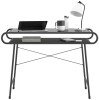 Teknik Metro Rectangular Glass Home Desk with Straight Legs - 1120 x 500mm
