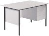 TC Eco 18 Rectangular Desk with Straight Legs and 3 Drawer Fixed Pedestal - 1200mm x 750mm - White