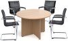 Dams 1200mm Round Meeting Table & 4 Chairs - Beech