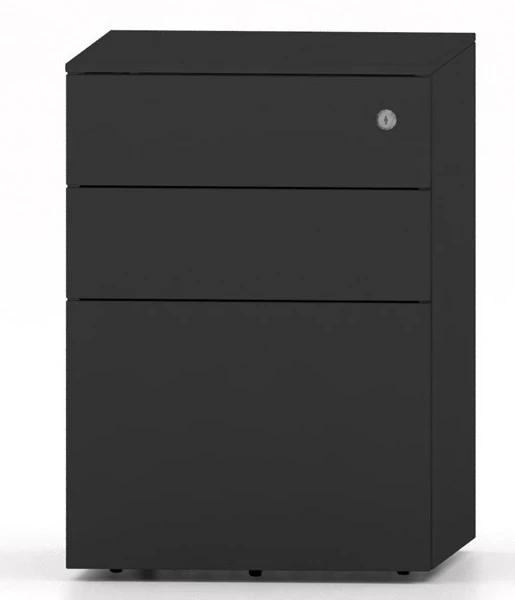 Formetiq Cube Steel Pedestal 2 Personal Drawers 1 File Drawer - Black