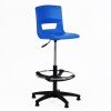 KI Postura+ Task Stool - Chrome Foot Ring & Black Base - 990-1150mm - 14+ Years - Ink Blue