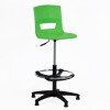 KI Postura+ Task Stool - Chrome Foot Ring & Black Base - 990-1150mm - 14+ Years - Parrot Green