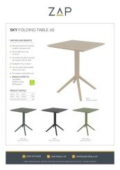 ZAP Product Sheet Sky Folding Table 60