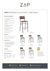 ZAP Product Sheet Tavo Stacking Collection Bar Stool