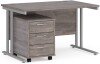 Dams Maestro 25 Rectangular Desk with Twin Cantilever Legs and 3 Drawer Mobile Pedestal - 1200 x 800mm - Grey Oak