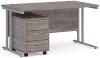 Dams Maestro 25 Rectangular Desk with Twin Cantilever Legs and 3 Drawer Mobile Pedestal - 1400 x 800mm - Grey Oak