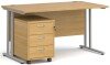 Dams Maestro 25 Rectangular Desk with Twin Cantilever Legs and 3 Drawer Mobile Pedestal - 1400 x 800mm - Oak