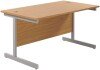 TC Single Upright Rectangular Desk with Single Cantilever Legs - 1200mm x 800mm - Nova Oak