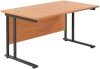 TC Twin Upright Rectangular Desk with Twin Cantilever Legs - 1200mm x 800mm - Beech