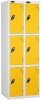 Probe Three Door Nest of 2 Steel Lockers - 1780 x 610 x 305mm - Yellow (RAL 1004)