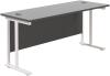 TC Twin Upright Rectangular Desk with Twin Cantilever Legs - 1600mm x 600mm - Black