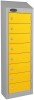 Probe Low Eight Door Single Steel Wallet Locker with Sloping Top - 1000/920 x 250 x 180mm - Yellow (RAL 1004)