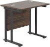 TC Twin Upright Rectangular Desk with Twin Cantilever Legs - 800mm x 600mm - Dark Walnut (8-10 Week lead time)