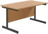 TC Single Upright Rectangular Desk with Single Cantilever Legs - 1200mm x 800mm - Nova Oak