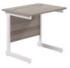 TC Single Upright Rectangular Desk with Single Cantilever Legs - 800mm x 600mm - Grey Oak