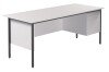 TC Eco 18 Rectangular Desk with Straight Legs and 2 Drawer Fixed Pedestal - 1800mm x 750mm - White