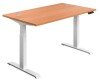 TC Economy Height Adjustable Desk with I-Frame Legs - 1400mm x 800mm - Beech